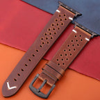 Cinturino Apple Watch in Vera Pelle marrone e nero