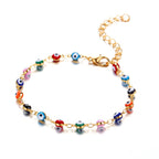 Bracelet Cheville Contre le Mauvais Oeil Bleu Grec Turc Mataki Matiasma or