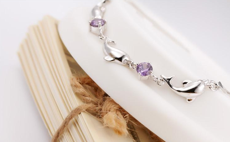 Armband Delfin Silber violett