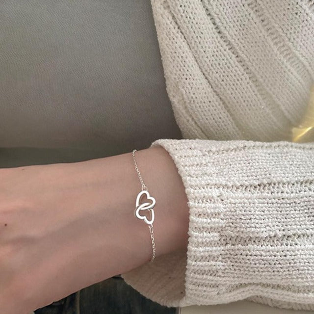 Bracelet Double Coeur Porte Bonheur