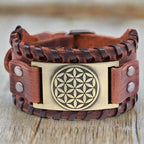 Bracciale Fiore della Vita in Pelle Uomo marrone