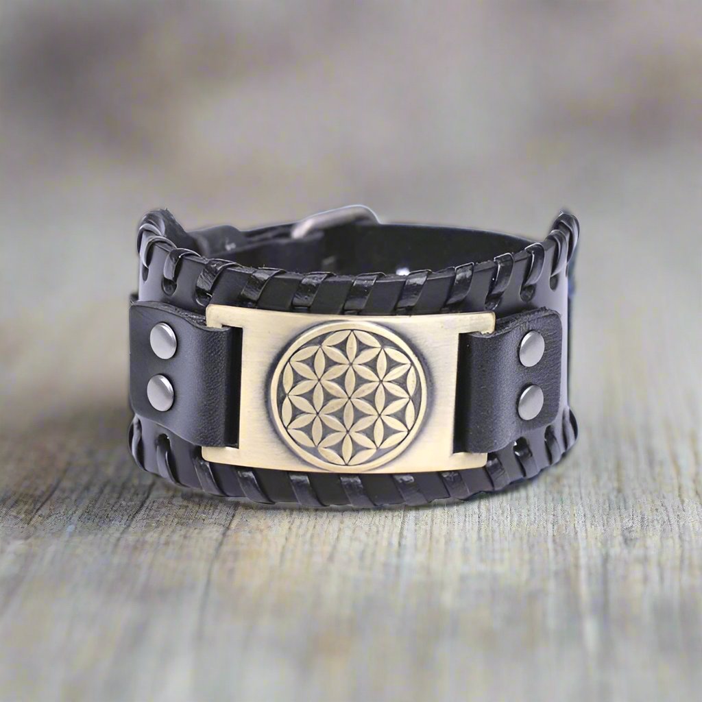 Bracciale Mandala Uomo Donna bronzo nero