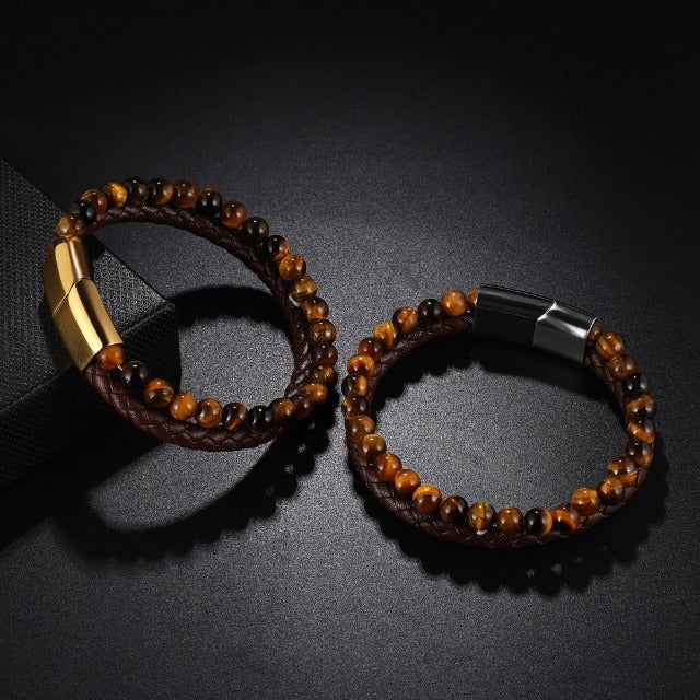 Armband Gourmette mit Tigerauge-Stein