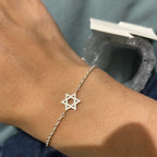 Armband Hexagramm Davidstern Judentum Panzerkette Silber