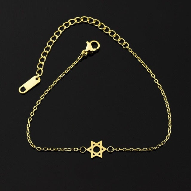 Armband Hexagramm Davidstern Judentum Panzerkette Gold