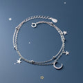 Pulseira Lua e Estrela Mulher Pulseira em Prata