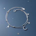 Pulseira Lua e Estrela Mulher Pulseira em Prata