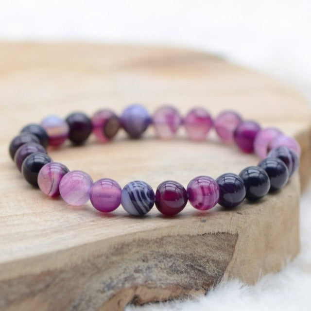 Armband "Spiritualität" aus Amethyst & violettem Gourmette-Achat