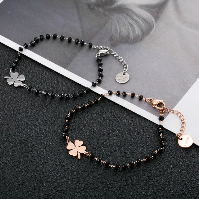 Glücksbringer Armband mit vierblättrigem Kleeblatt 