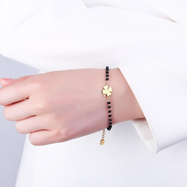 Glücksbringer Armband mit vierblättrigem Kleeblatt 