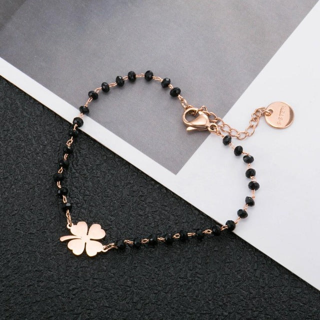 Glücksbringer Armband mit vierblättrigem Kleeblatt 
