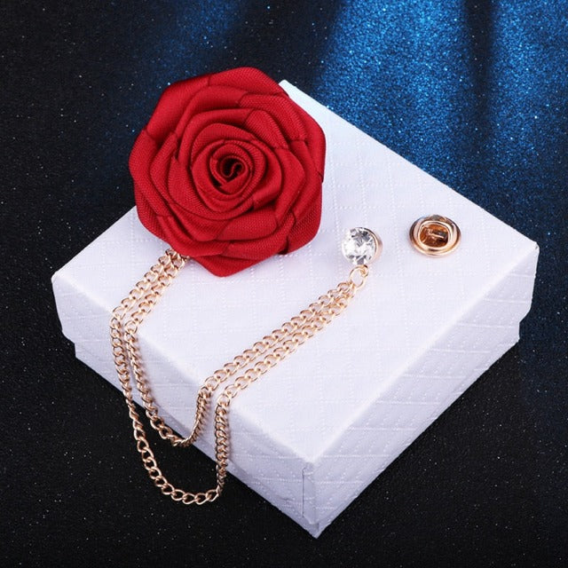 Roseblomst jakkesæt broche 