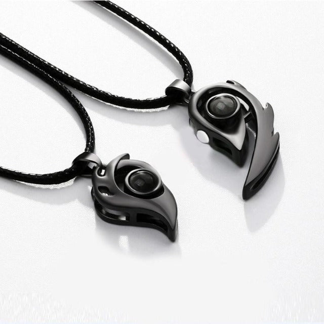 Collana Cuore Separabile per Coppia nero
