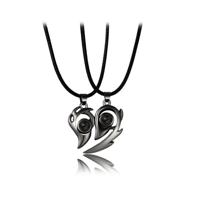 Collana Cuore Separabile per Coppia nero 