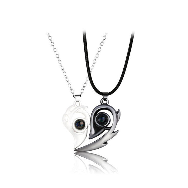 Collana Cuore Separabile per Coppia nero e argento