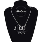 Horseshoe Necklace White & Black Lucky Horseshoe Pendant
