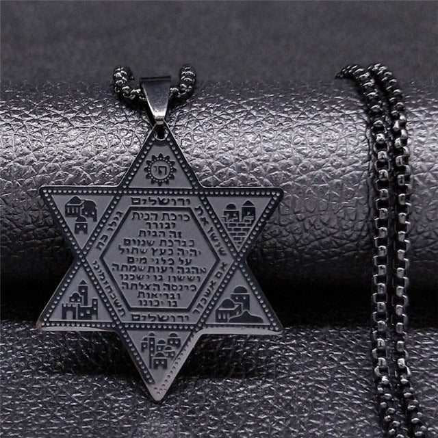 Collana Esagramma Stella di David Giudaismo Ciondolo stile 1 nero