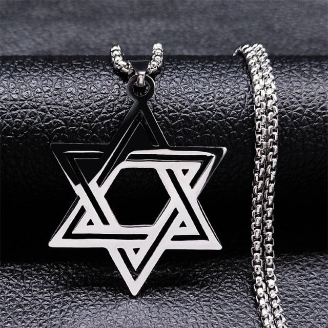 Collana Esagramma Stella di David Giudaismo Ciondolo stile 1 argento