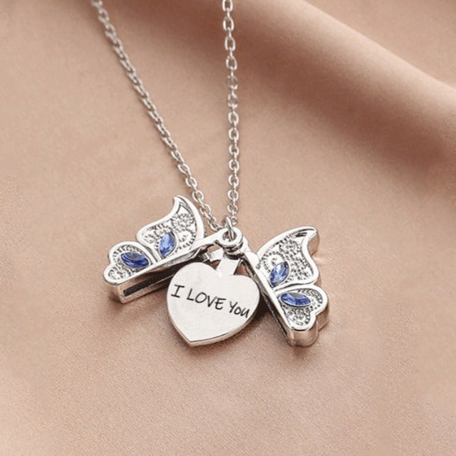 Halskette I Love You Schmetterling Silber