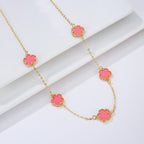 Collier Or Agate Trèfle blanc nacré Idée Cadeau Bijoux femmes