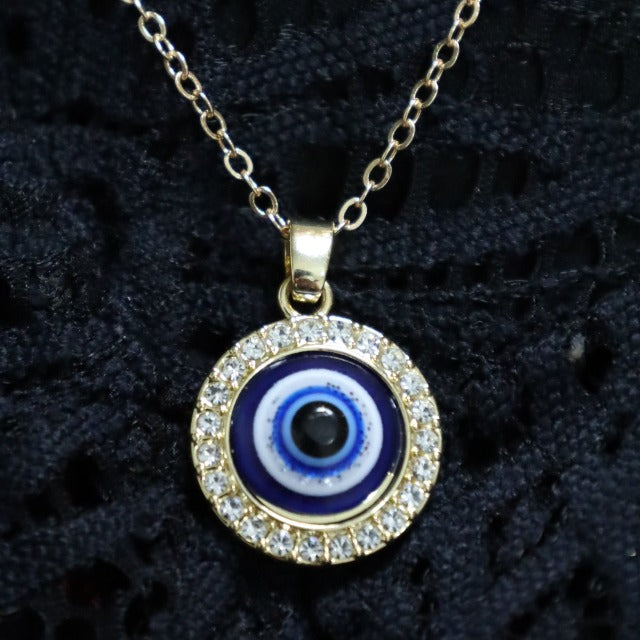 Halsband med hänge mot det onda ögat Blå Grekisk Turkisk Matiasma Mataki silver