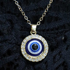 Halsband med hänge mot det onda ögat Blå Grekisk Turkisk Matiasma Mataki silver
