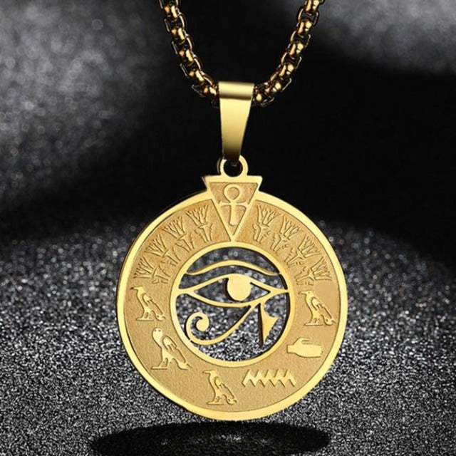 Halskæde med egyptisk vedhæng Øje af Horus til mænd og kvinder i guld