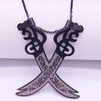 Collier Pendentif Islam Musulman Epée d'Ali Zulfikar noir