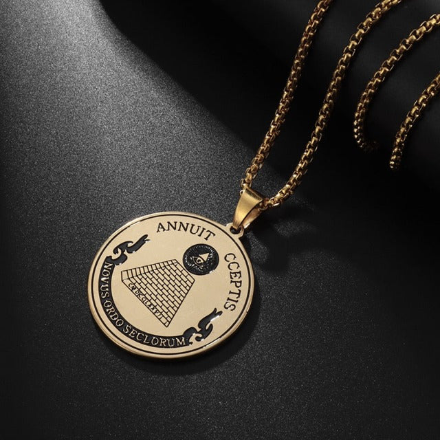 Halskette Anhänger Auge der Vorsehung Pyramide Illuminati Gold