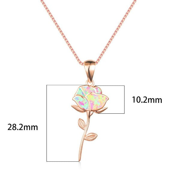 Halskette Rose Blume aus Opal