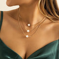 Dreireihige Halskette Silber & Gold Damen