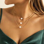 Dreireihige Halskette Silber & Gold Damen