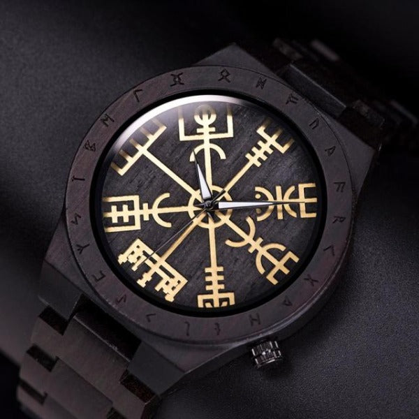 Viking Herrenholz-Uhr Schwarz