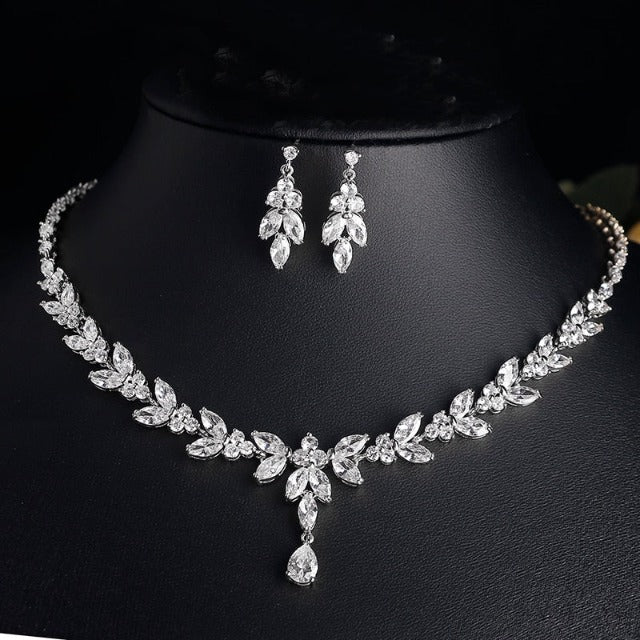Parure Collana e Orecchini da Sposa Set argento