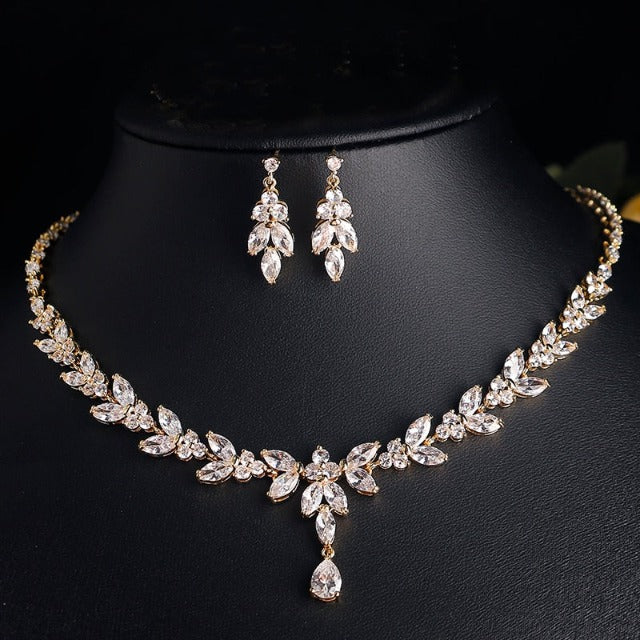 Parure Collana e Orecchini da Sposa Set oro