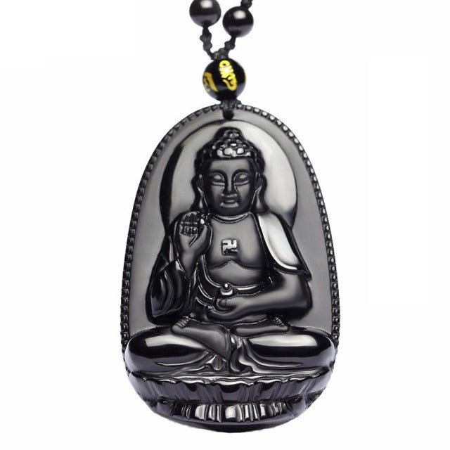 Buddha-Anhänger aus Obsidian