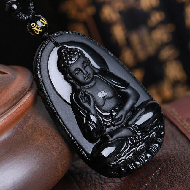 Buddha-Anhänger aus Obsidian