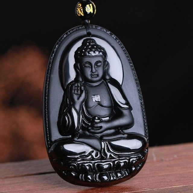 Buddha-Anhänger aus Obsidian