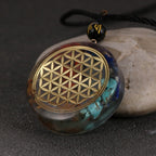 Orgonitstein-Anhänger & Halskette für Herren und Damen Schutz Meditation Blume des Lebens Mandala