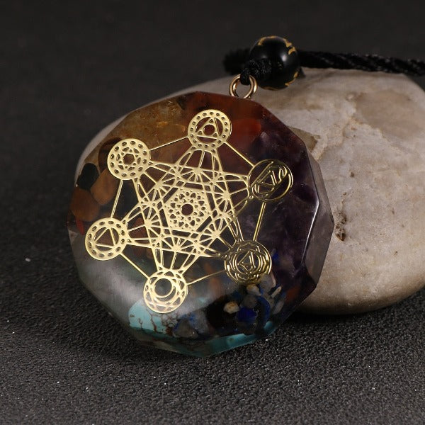 Orgonit Sten Vedhæng & Halskæde til Mænd og Kvinder Beskyttelse Meditation livets træ metatron