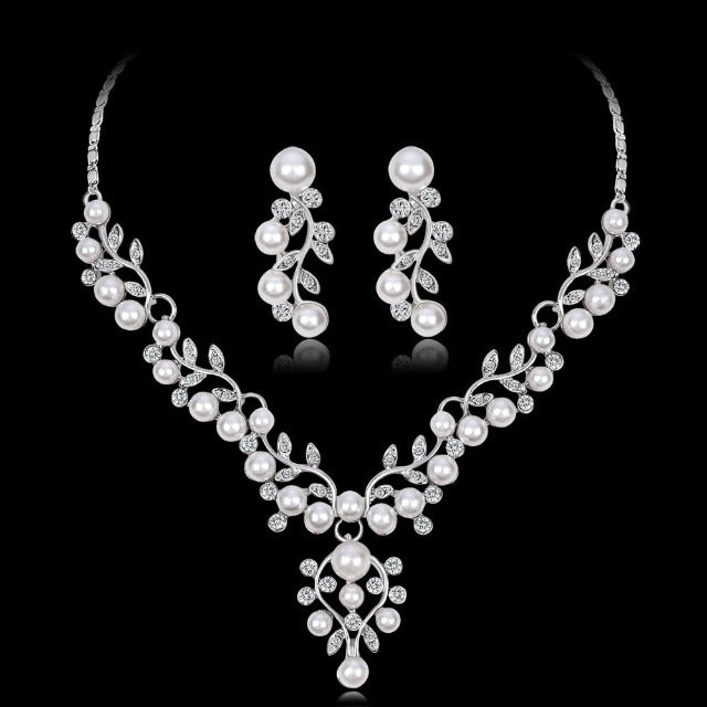 Set Collana e Orecchini da Sposa con Perle Parure